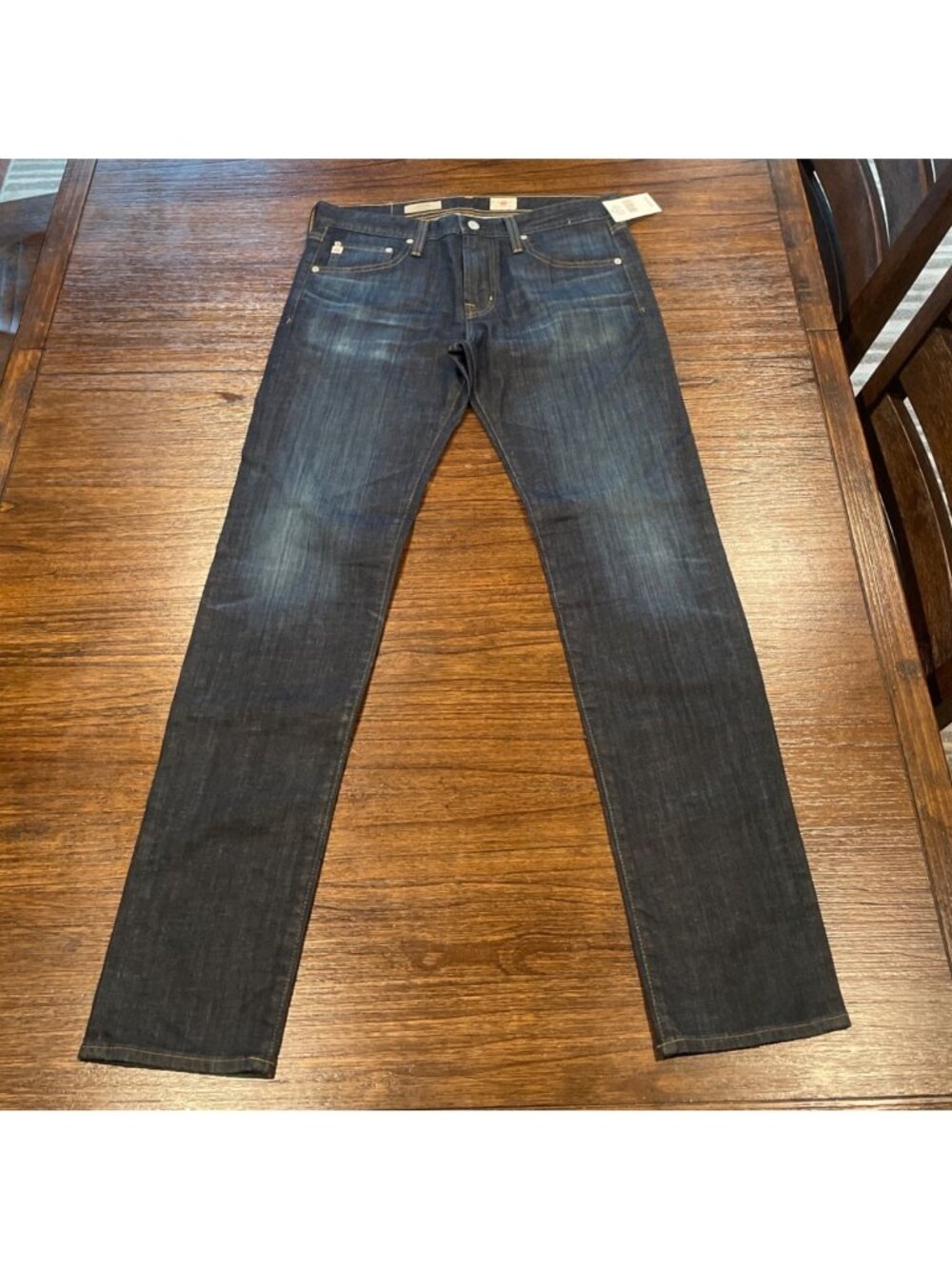 AG Dylan Slim Skinny Jean Mens 32x33.5 Dark Indigo Wash Stretch Faded Distressed